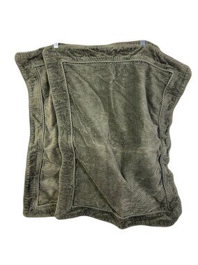 Set 2 Hawthorne Hill Olive Green Corduroy Throw Pillow Case 26x19 Mid Century